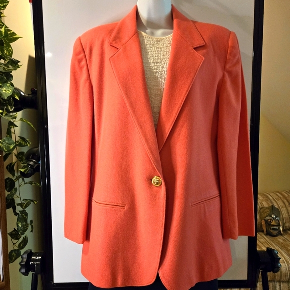 Orange Wool Woman's Jacket/Blazer by Savanna, Size 12 - Picture 2 of 8